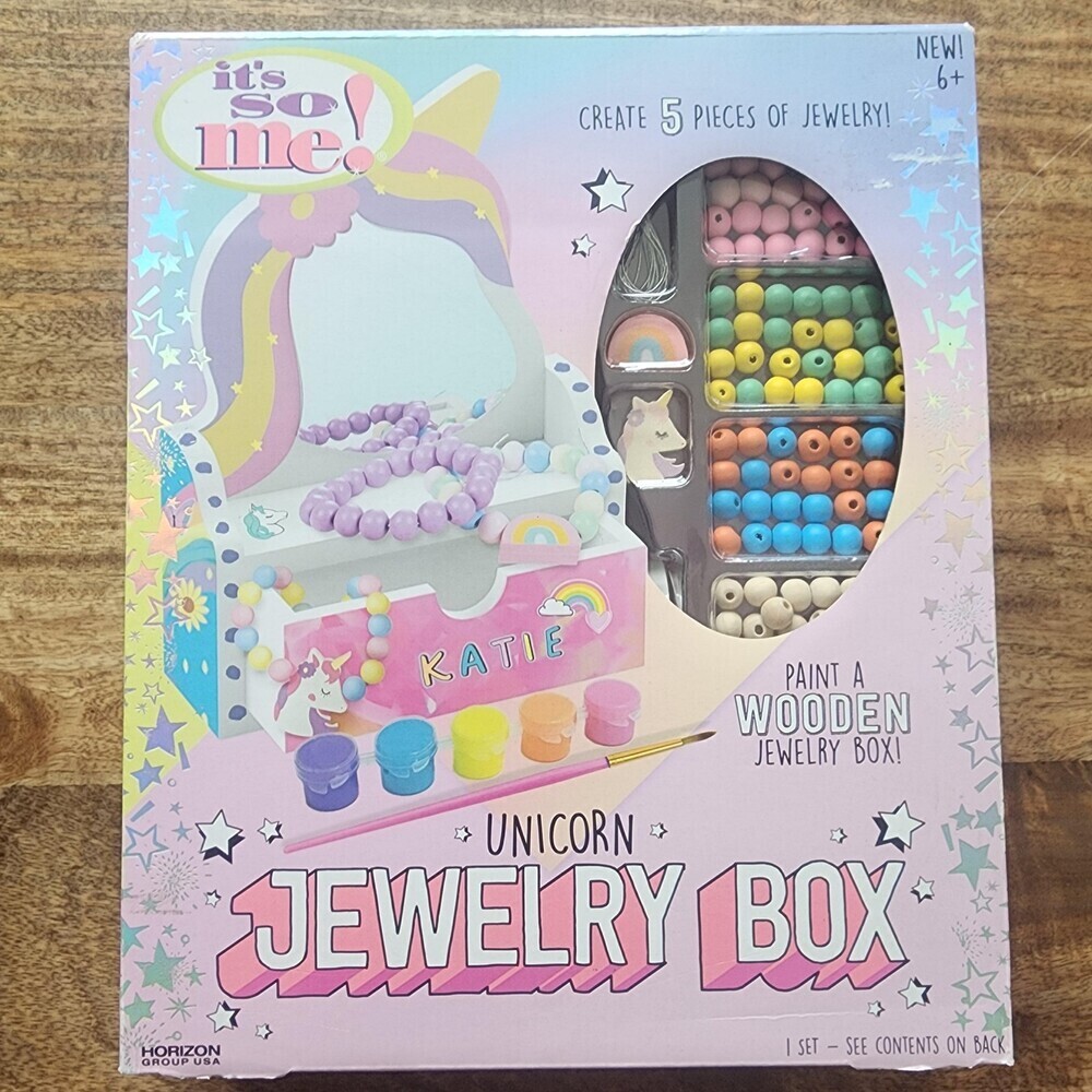 It's So Me Unicorn Jewelry Box Kids Paint Wooden Craft Kit Multicolor New 6+